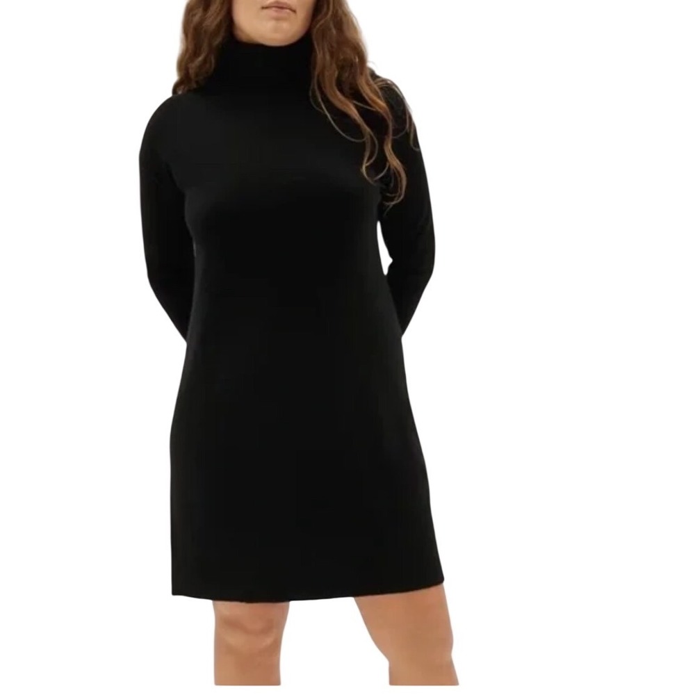Everlane Black Cashmere Blend Turtleneck Sweater Dress‎ Size L